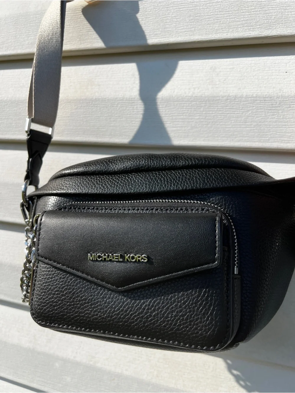 NEW Michael Kors 2-in-1 Leather Sling Purse Black Bag